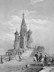 Cathédrale Saint-Basile, Moscou, gravée par Turnbull, 1835